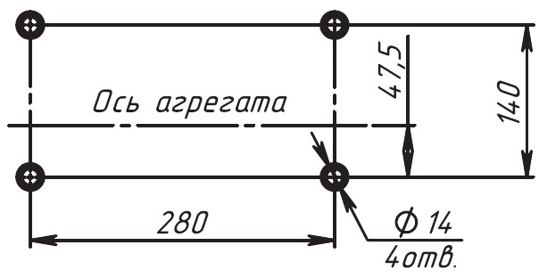 Схема расположения фундаментных болтов НД4М, НД4МН